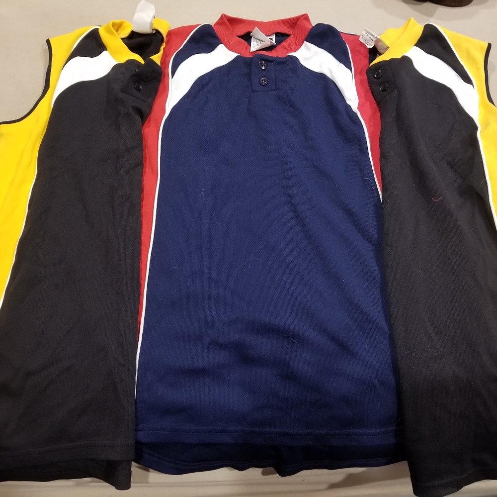Set if three practice jerseys or workout shirts